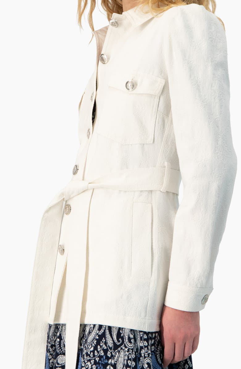 IVONNE Long Biker Jacket with Belt, Alternate, color, White