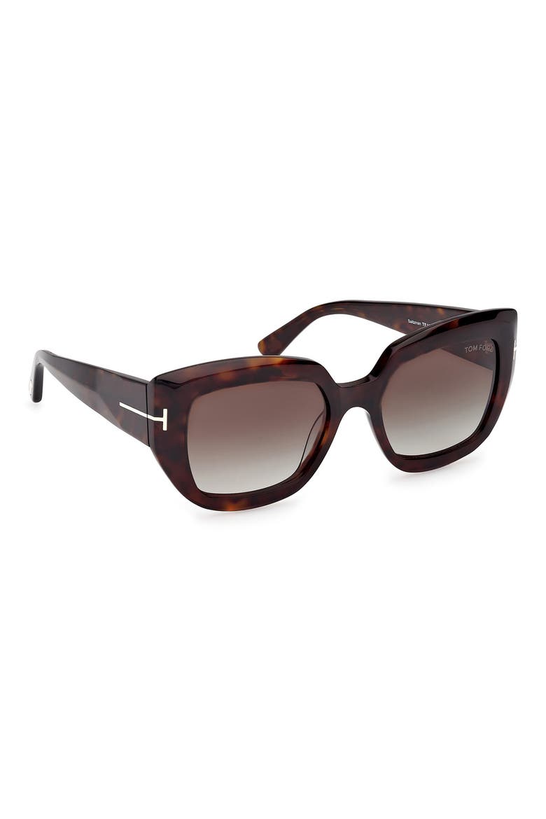 Saltzman 53mm Gradient Butterfly Sunglasses, Alternate, color, DARK HAVANA ECO / T LOGO