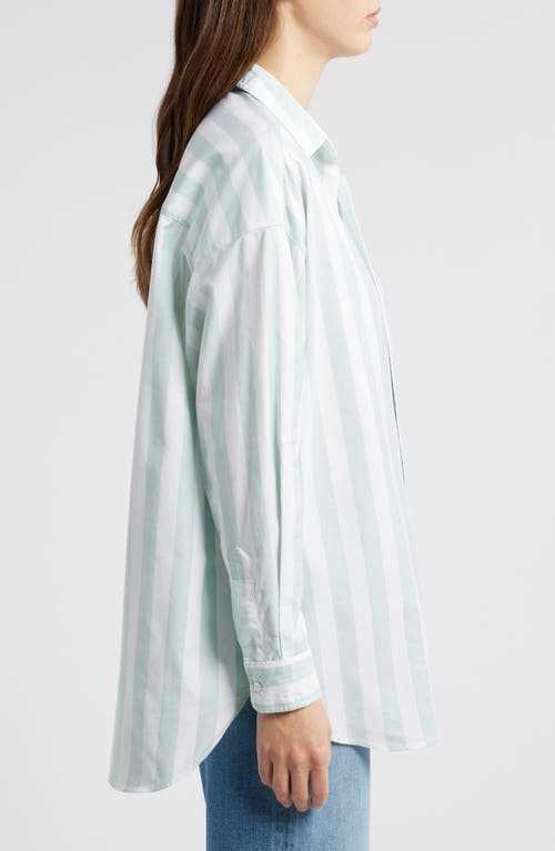 Frank & Eileen Shirley Stripe Oversize Button-up Shirt In Wide Sage Stripe