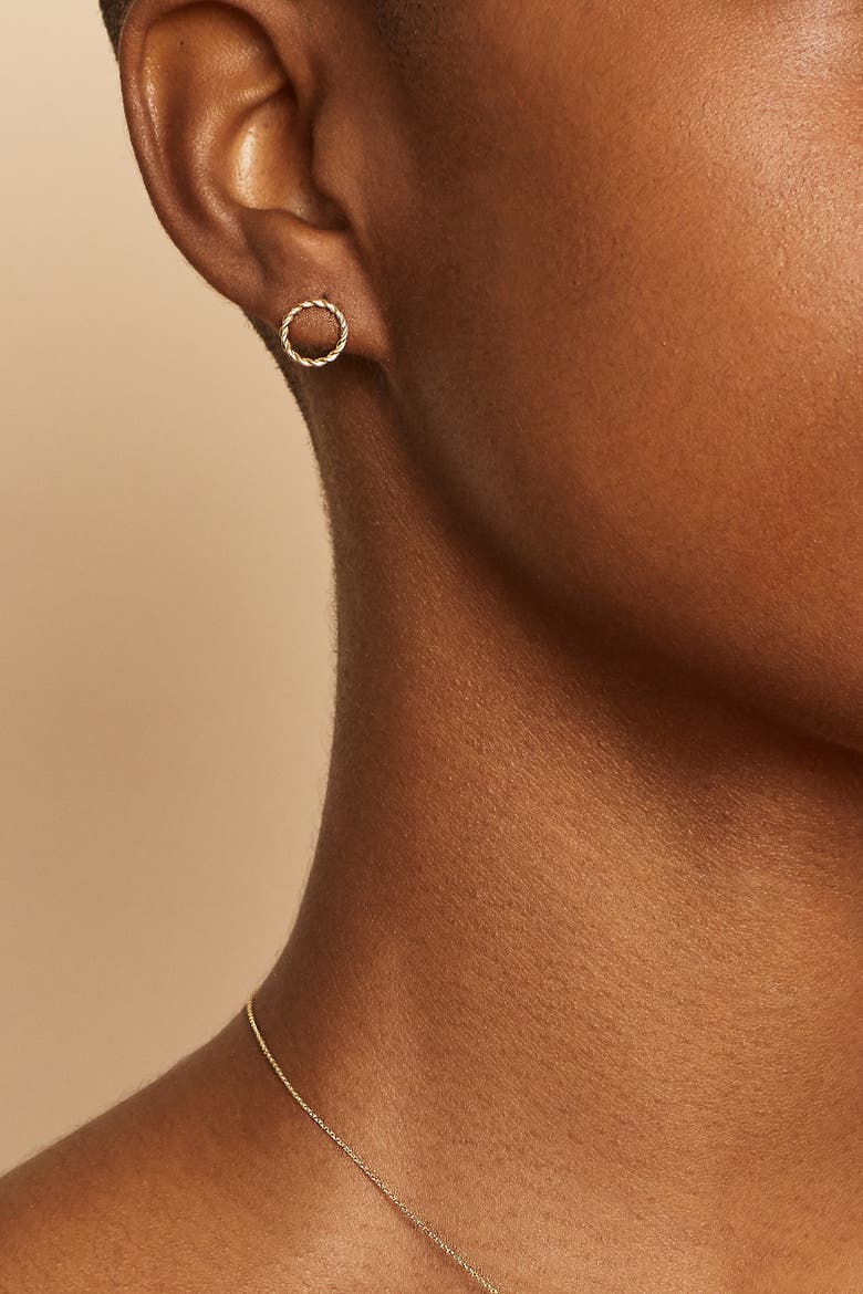 14K Gold Caesar Stud Earrings, Alternate, color, Yellow Gold