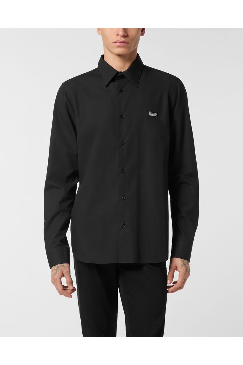 Shirt Slim Fit Teddy Men, Main, color, black