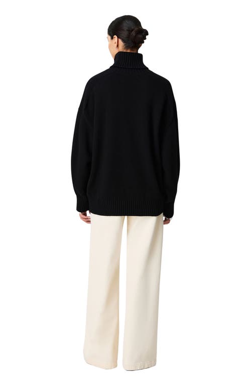 Another Tomorrow Oversized Luxe Turtleneck In Black