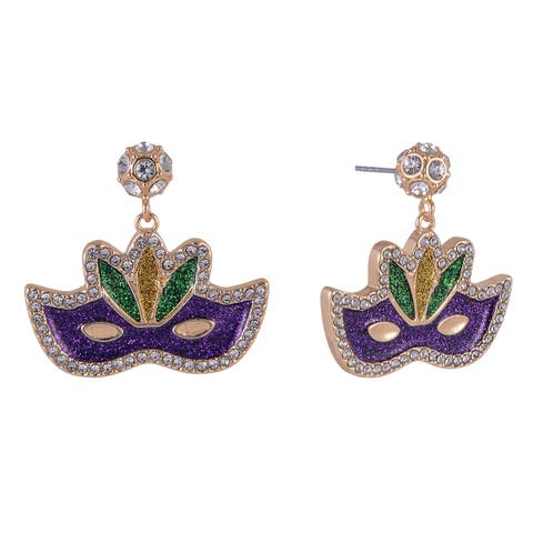 Mardi Gras Mask Stone Earrings