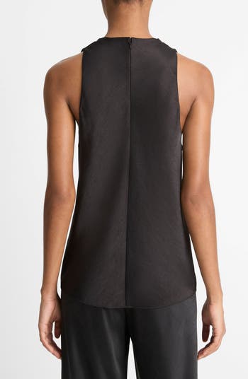 Cowl Neck Hammered Satin Sleeveless Top