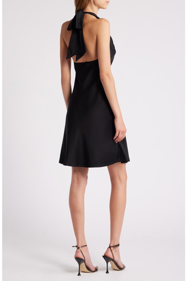 Ennis Satin Halter Minidress, Alternate, color, 01-BLACK