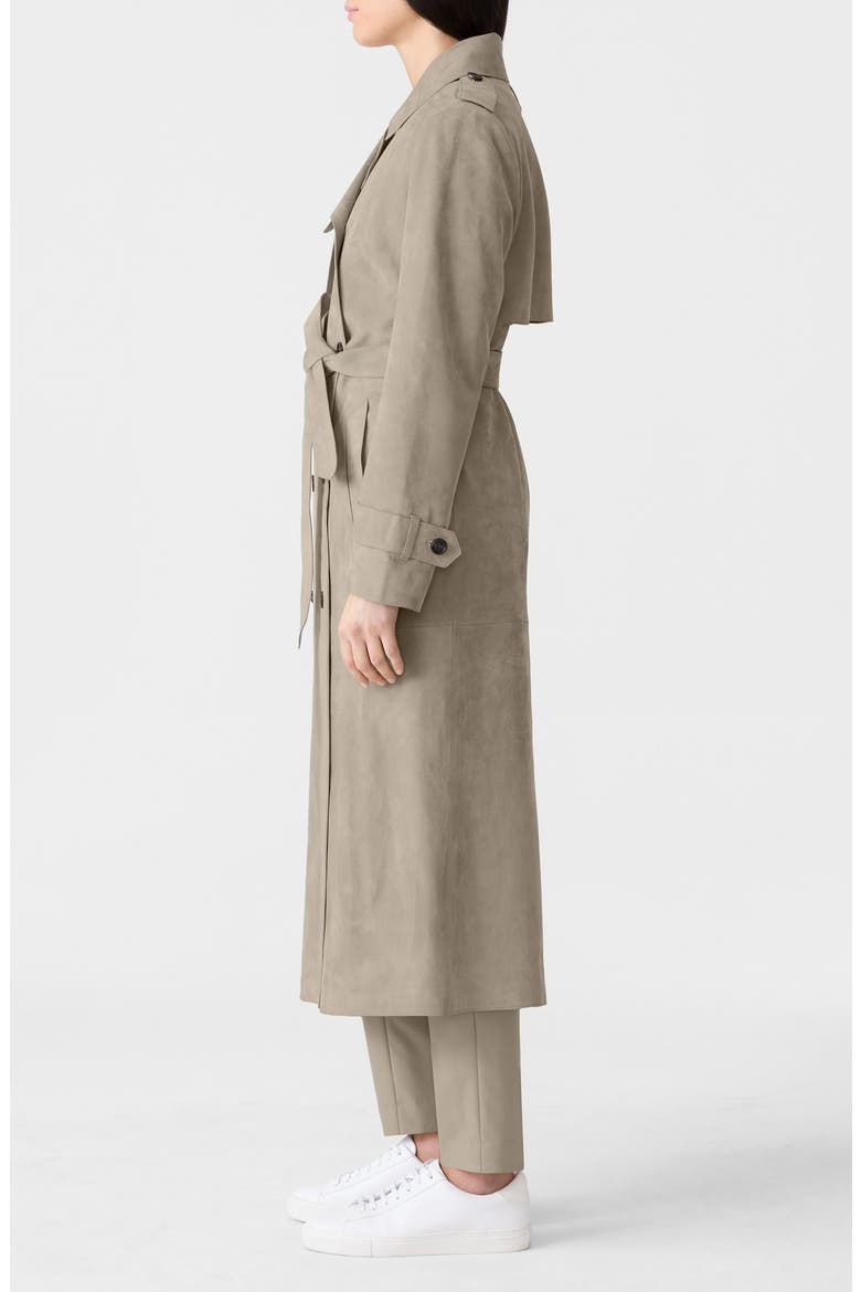 Gael Doubled Breasted Suede Trench Coat, Alternate, color, TAUPE
