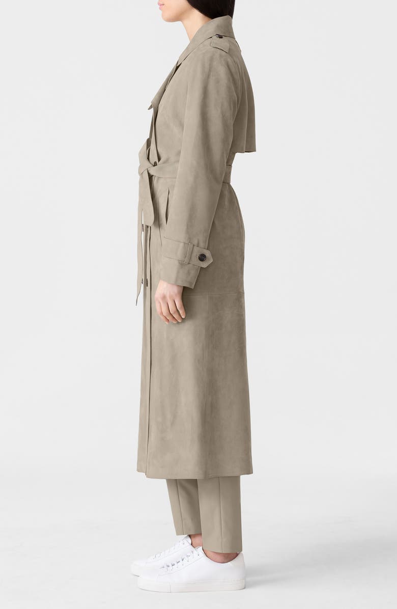 Mackage Gael Doubled Breasted Suede Trench Coat, Alternate, color, Taupe
