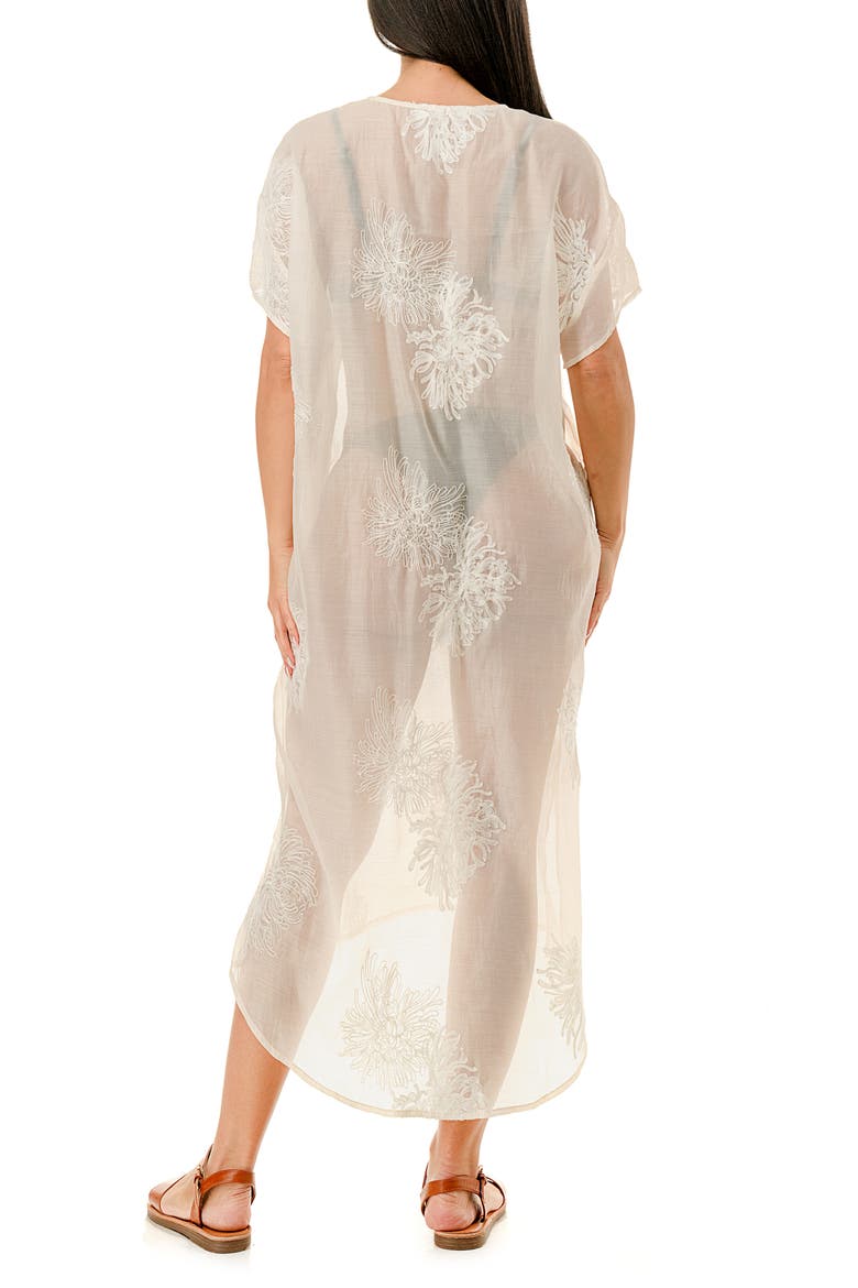 Embroidered Sheer Caftan, Alternate, color, IVORY