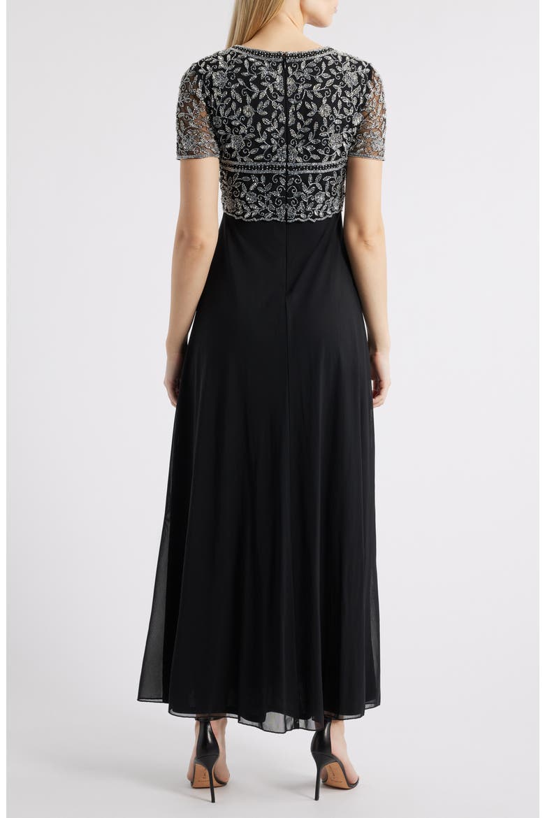 Beaded Bodice A-Line Gown, Alternate, color, BLACK/SILVER 013