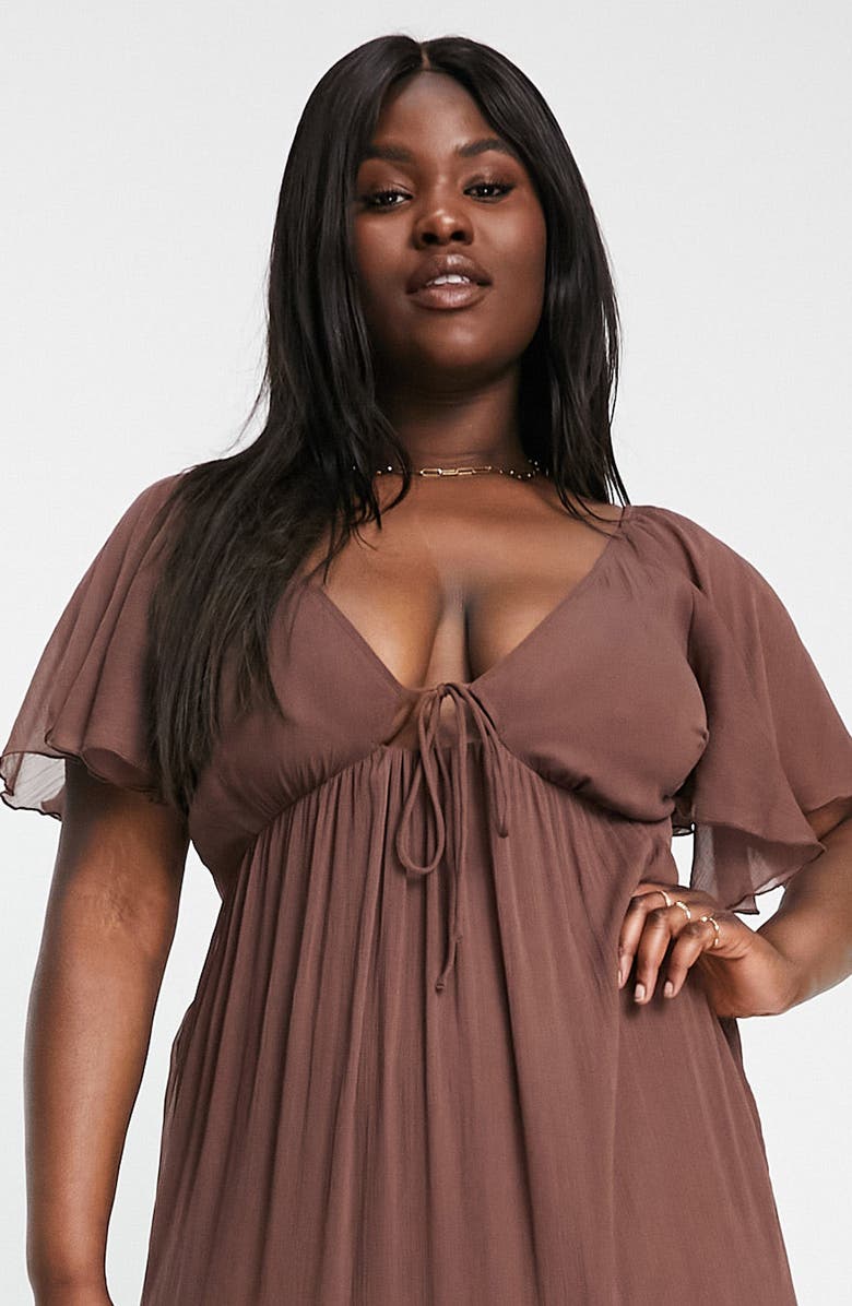 ASOS DESIGN Curve Cutout Chiffon Maxi Dress, Alternate, color,