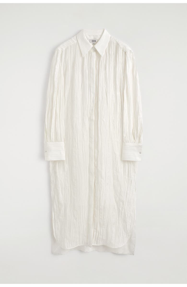 COS Crinkled-silk Midi Shirt Dress, Alternate, color, White