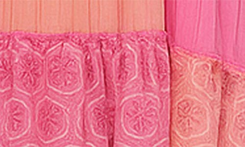 Ranee's Ranees Patchwork Print Tiered Dress In Pink