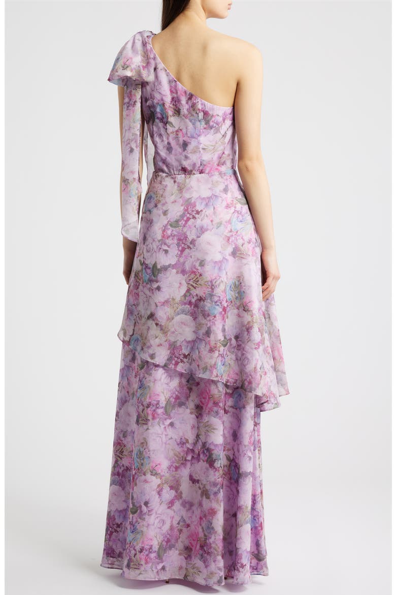 Amara Floral One-Shoulder Gown, Alternate, color, LAVENDER FLORAL