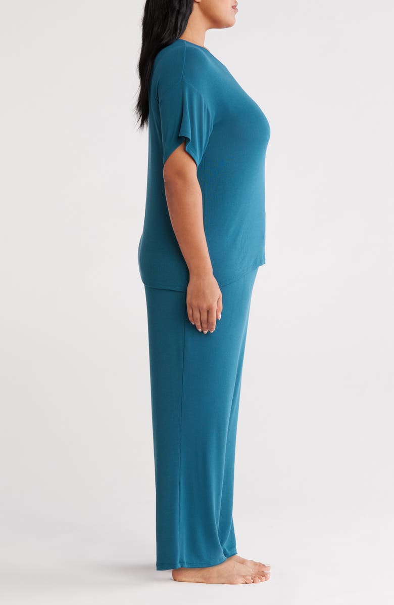 Nordstrom Moonlight Eco Easy Rib Pajamas, Alternate, color, Teal Seagate