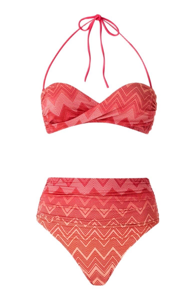 Missoni Zig Zag Lamé Stretch Nylon Bikini With High Bottom, Alternate, color, Red