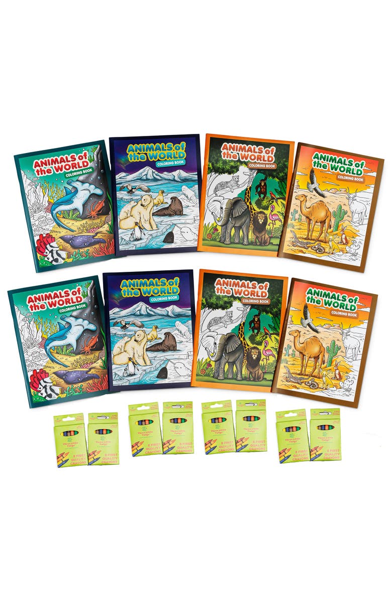 Three Little Twigs Animals of The World Coloring Books 16 Piece Bundle, Main, color,