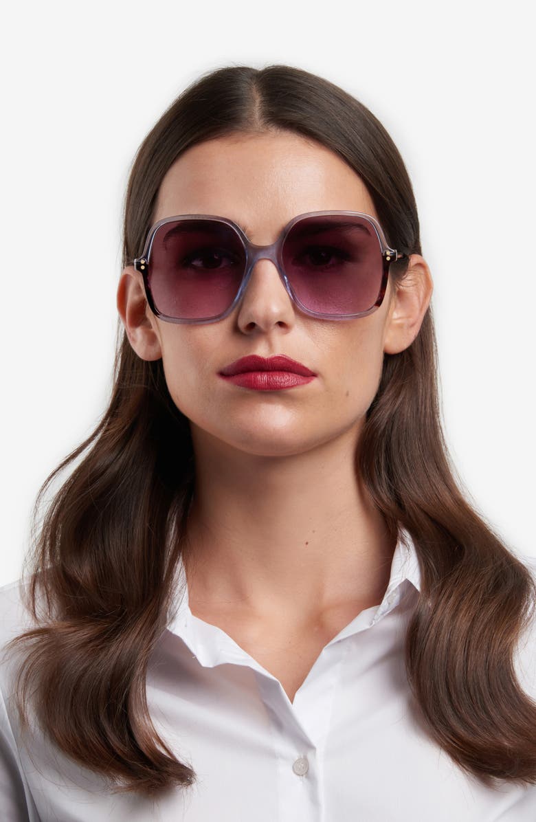 Carolina Herrera 56mm Square Sunglasses, Alternate, color, Azure