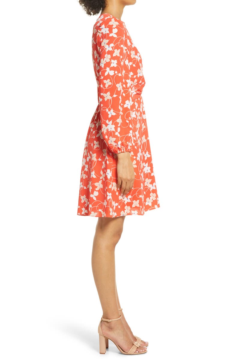 Eliza J Floral Long Sleeve Crepe Dress, Alternate, color, 