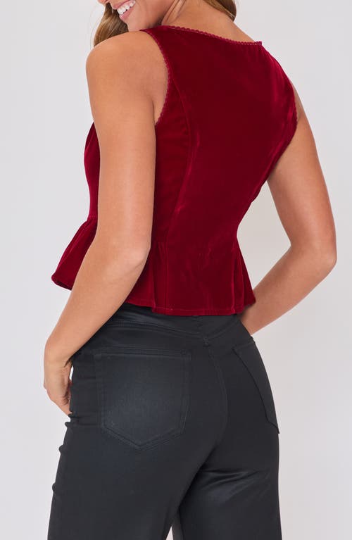 Vici Collection Velvet Peplum Top In Burgundy