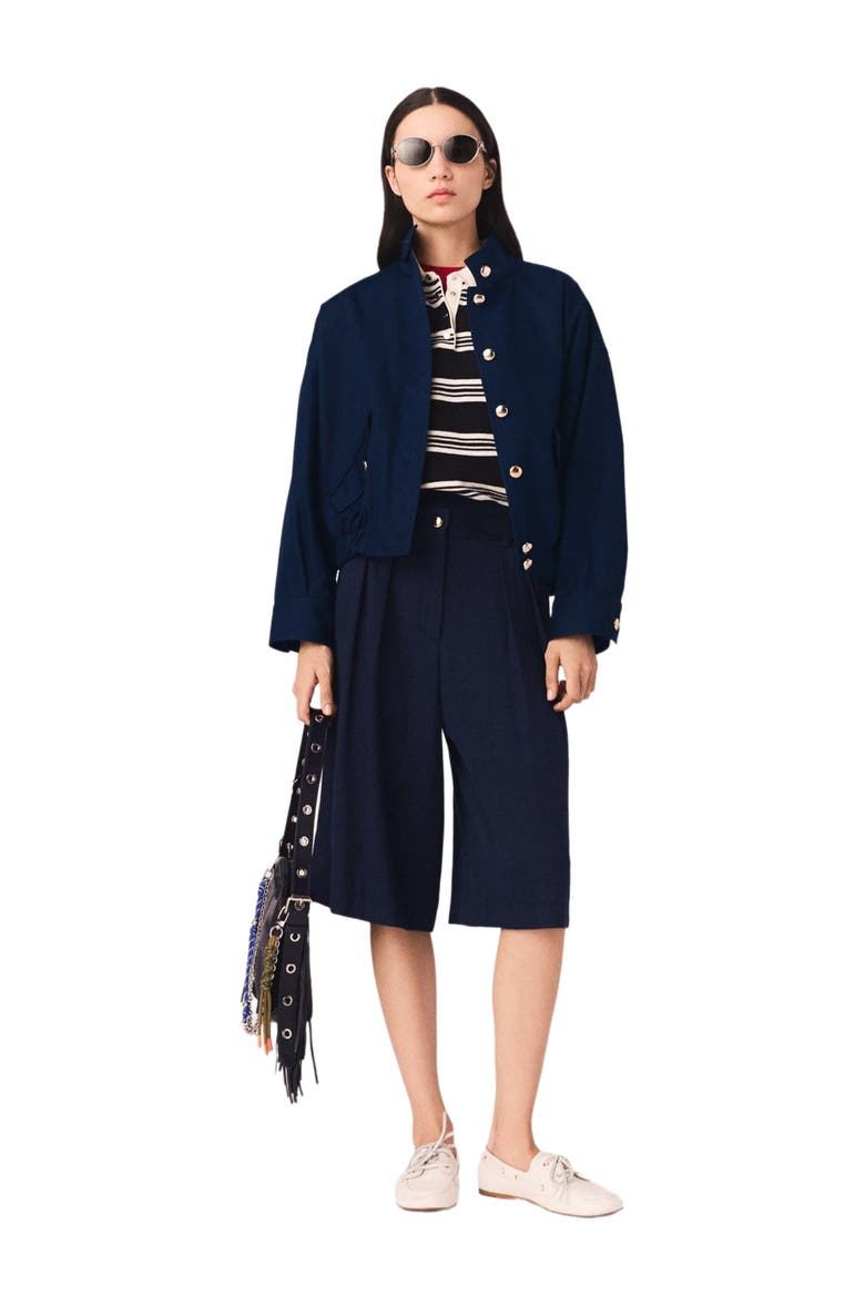 Cotton bomber jacket, Alternate, color, Navy
