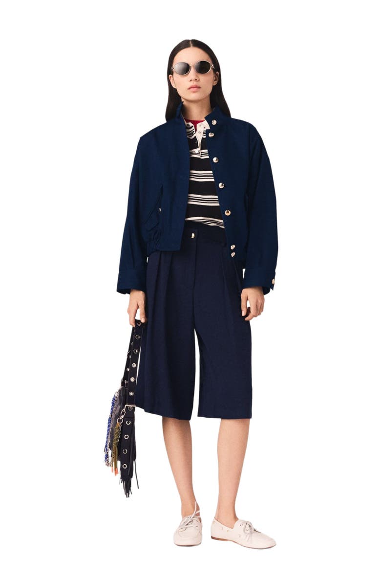 maje Cotton bomber jacket, Alternate, color, Navy