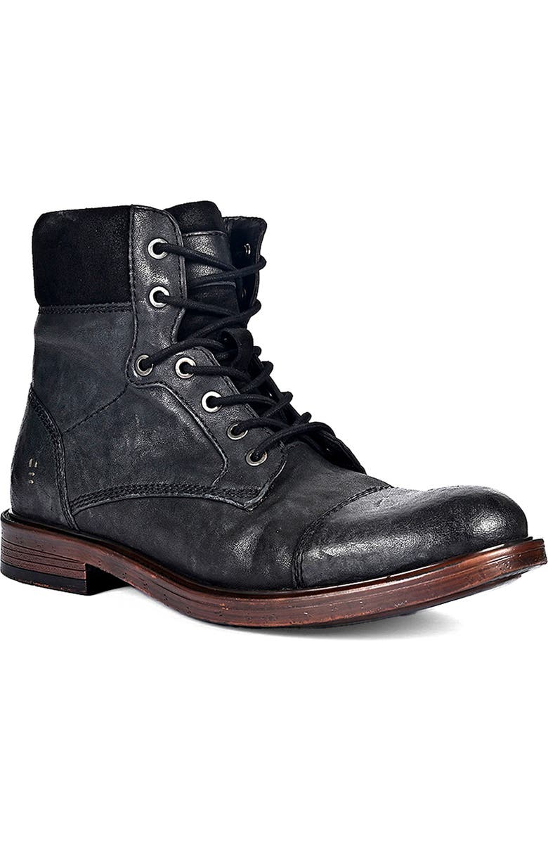 ROAN Lecture Leather Lace-Up Boot, Main, color, Black Napa