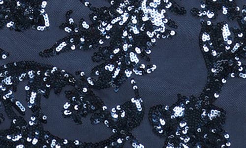 Alex Evenings Sequin Mesh Overlay Gown In Blue