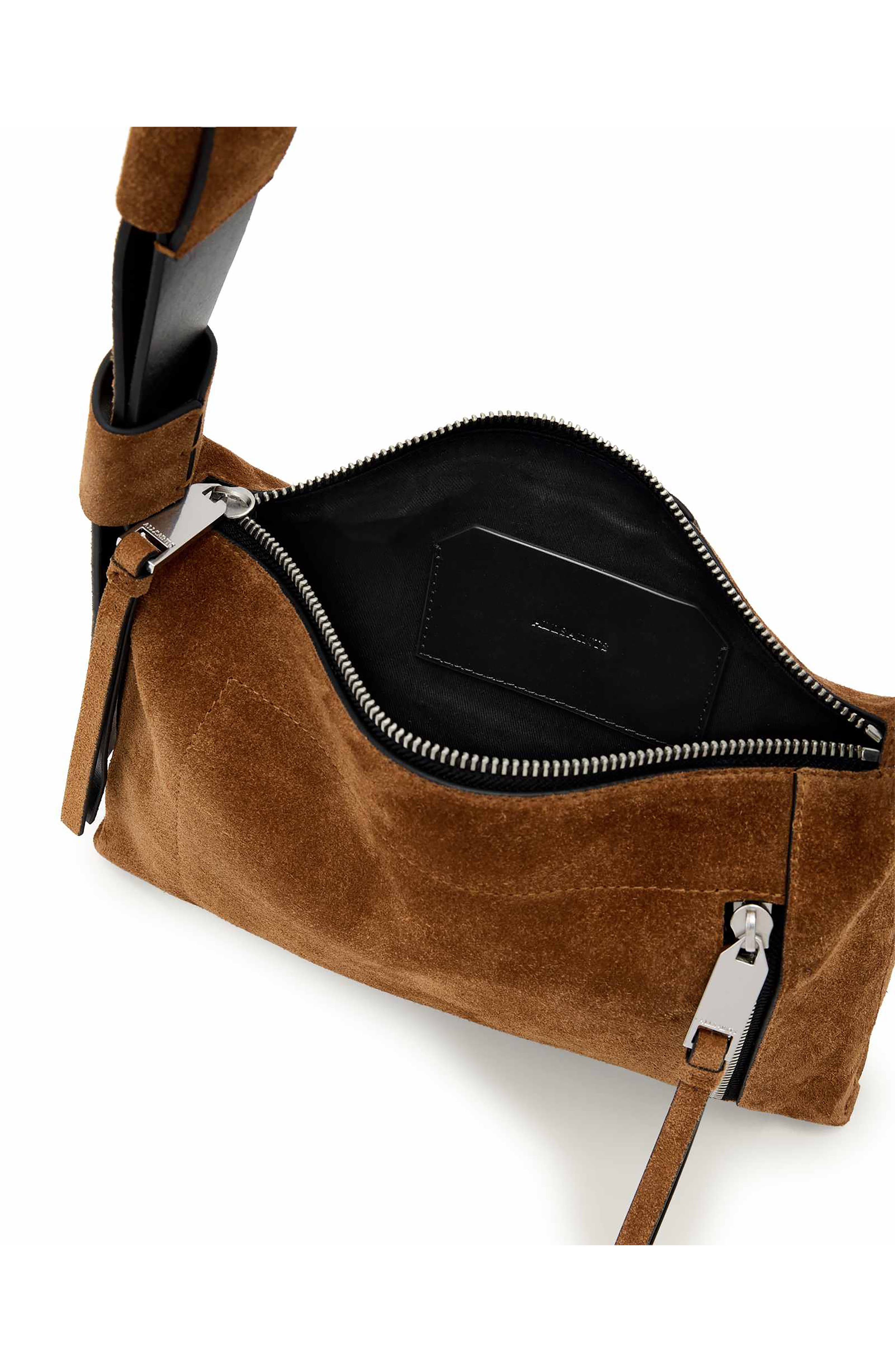 Small Alba Zip Suede Crossbody Bag, Alternate, color, ARIZONA TAN BROWN