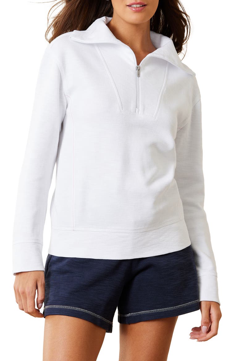Tobago Bay Cotton Blend Half Zip Pullover, Main, color, WHITE