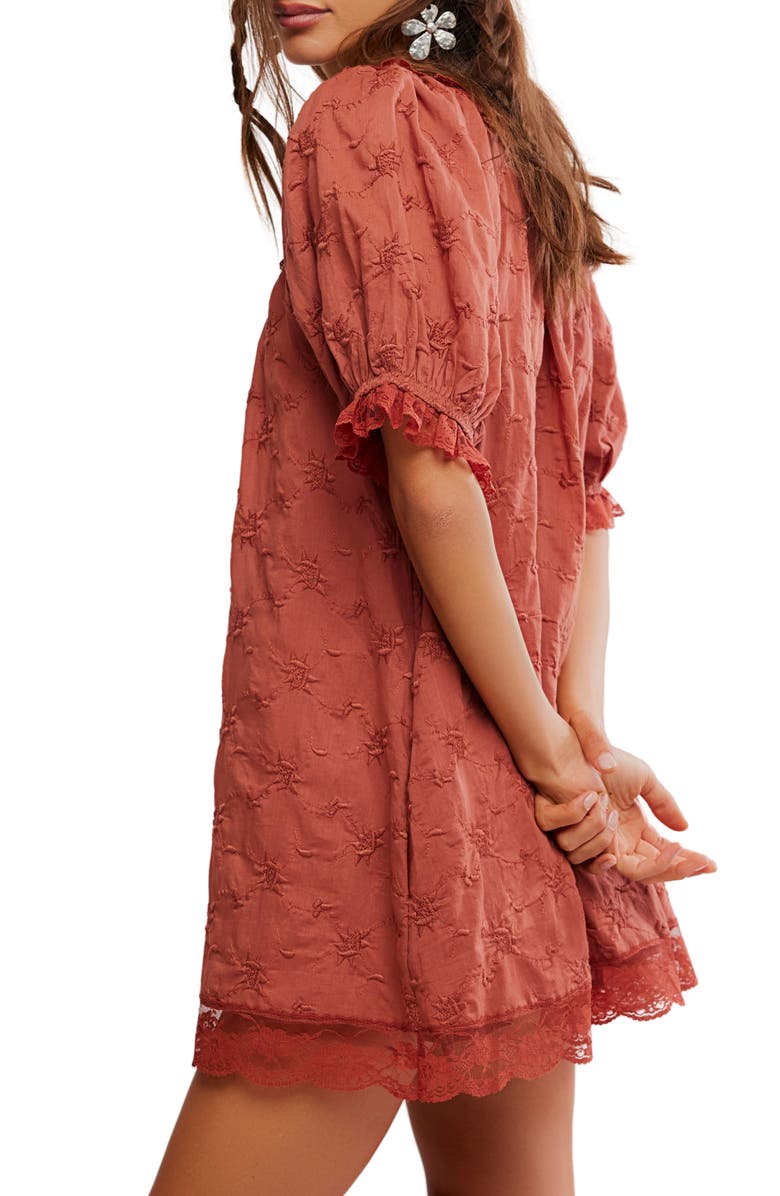 Free People Juno Embroidered Baby Doll Minidress, Alternate, color, Canyon Sunset