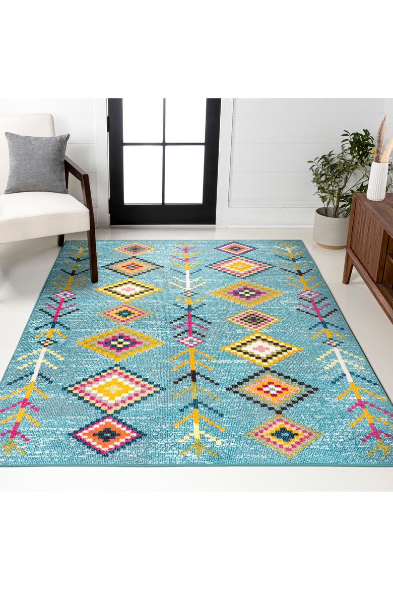 Love Geometric Area Rug, Alternate, color, Light Blue/Multi