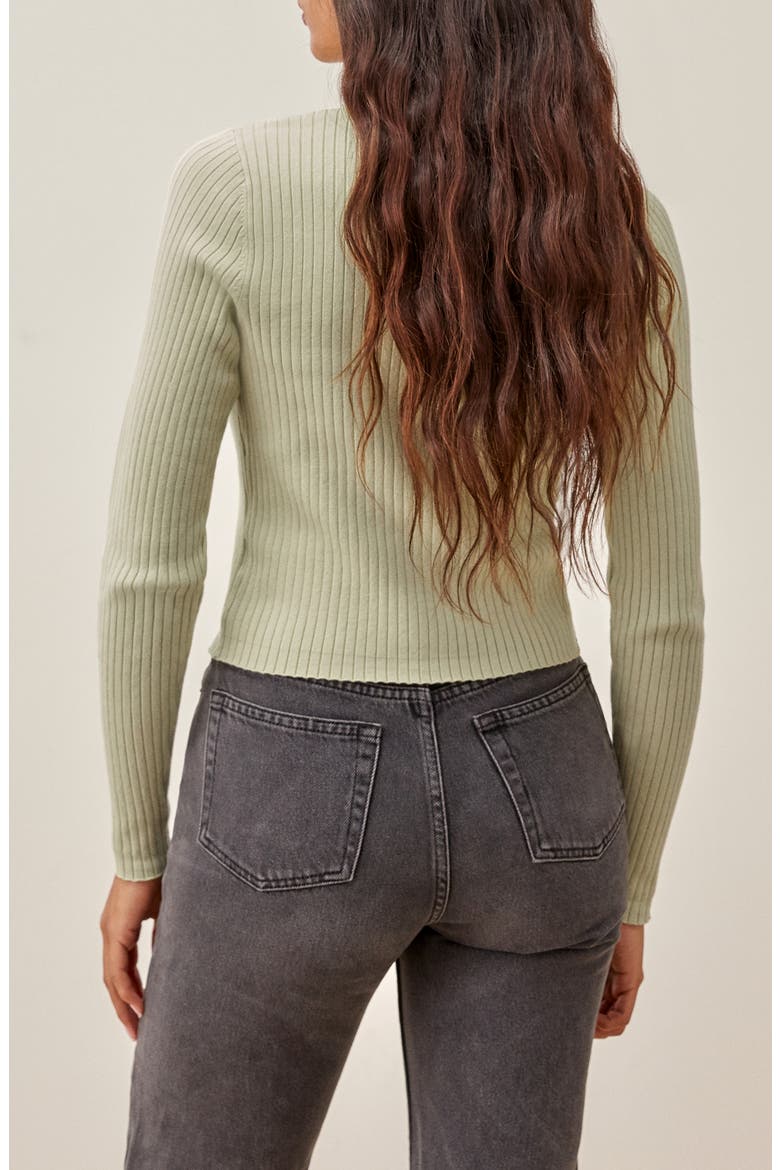 Gilda Rib Cardigan, Alternate, color, EUCALYPTUS