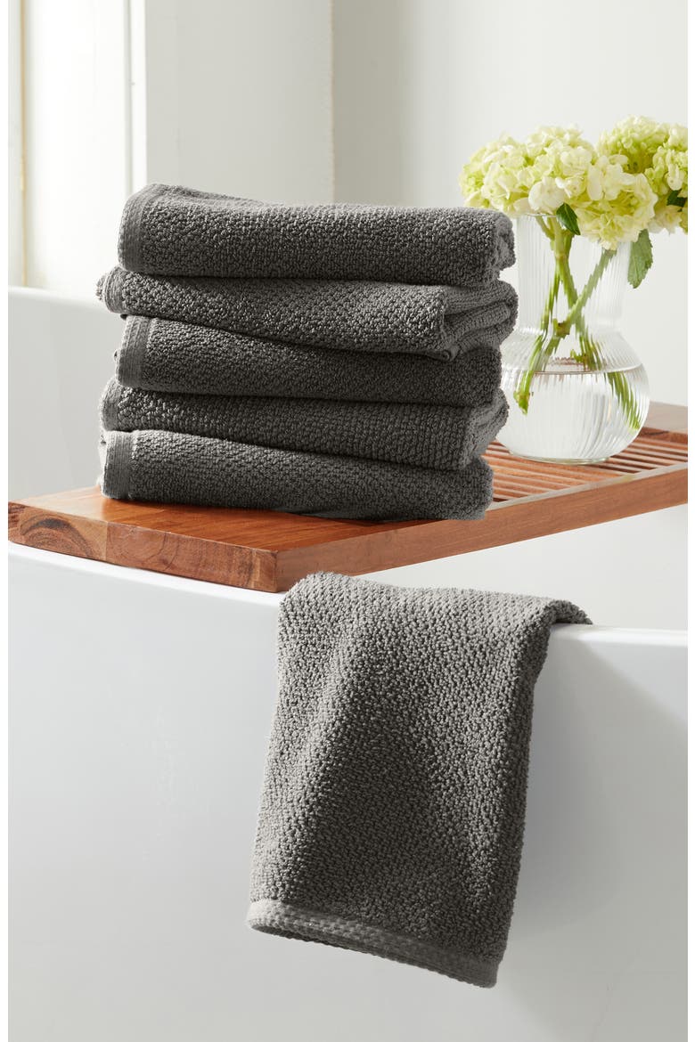 Textured Single Bath Towel, Alternate, color, DARK GREY