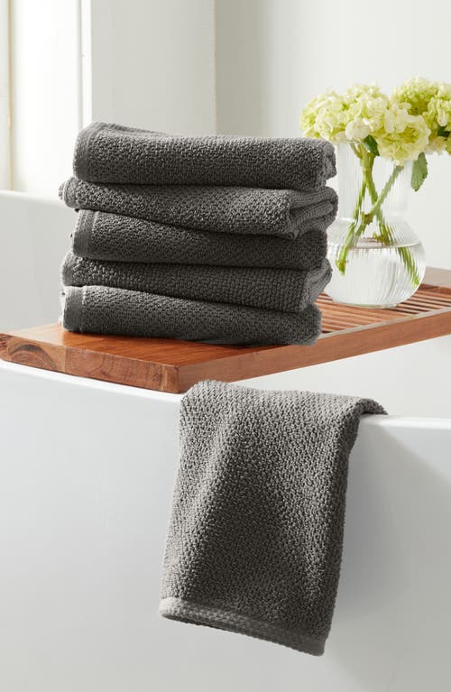 Woven & Weft Textured Single Bath Towel In Dark Grey