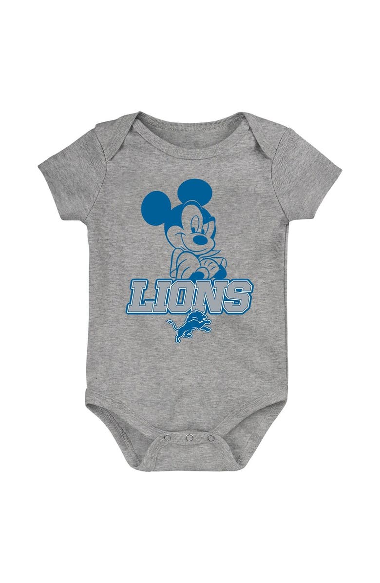 Outerstuff Newborn & Infant Blue/White/Gray Detroit Lions Three-Piece Disney Game Time Bodysuit Set, Alternate, color, 