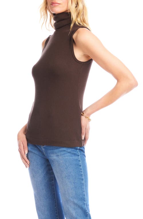 Karen Kane Turtleneck Rib Sleeveless Top In Brown