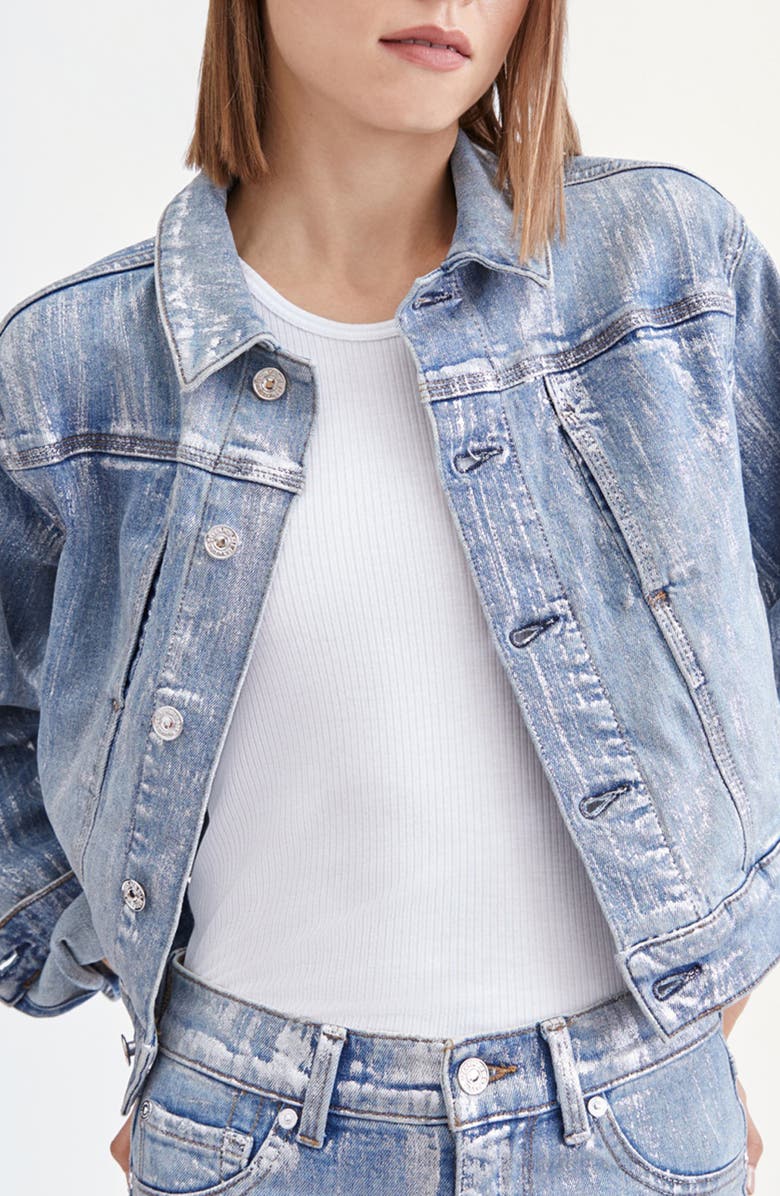7 For All Mankind Seven Metallic Foil Denim Jacket, Alternate, color,