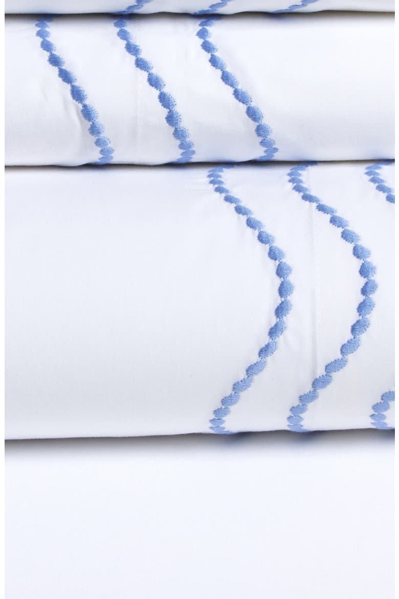 Serena Embroidered Percale Sheet Set, Alternate, color, AZURE