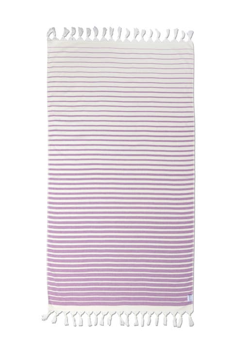 Gradient Striped Organic Turkish Towel with Soft Terry Cloth Back