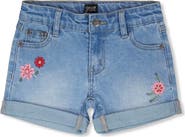 Deux par Deux Embroidery Floral Denim Shorts
