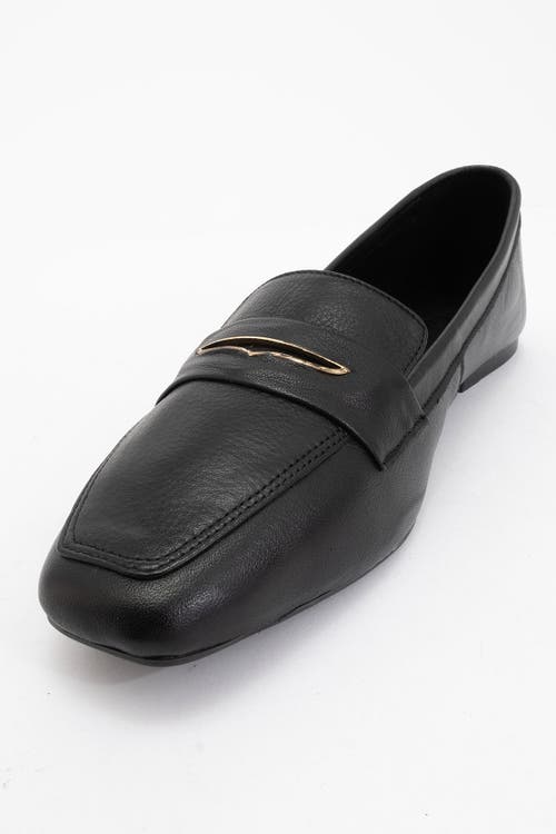 Forever & Always Shoes Iridessa Leather Flat Loafers In Black Leather