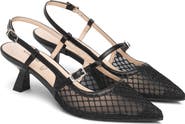 NeroGiardini Mesh Pointed Toe Slingback Pump