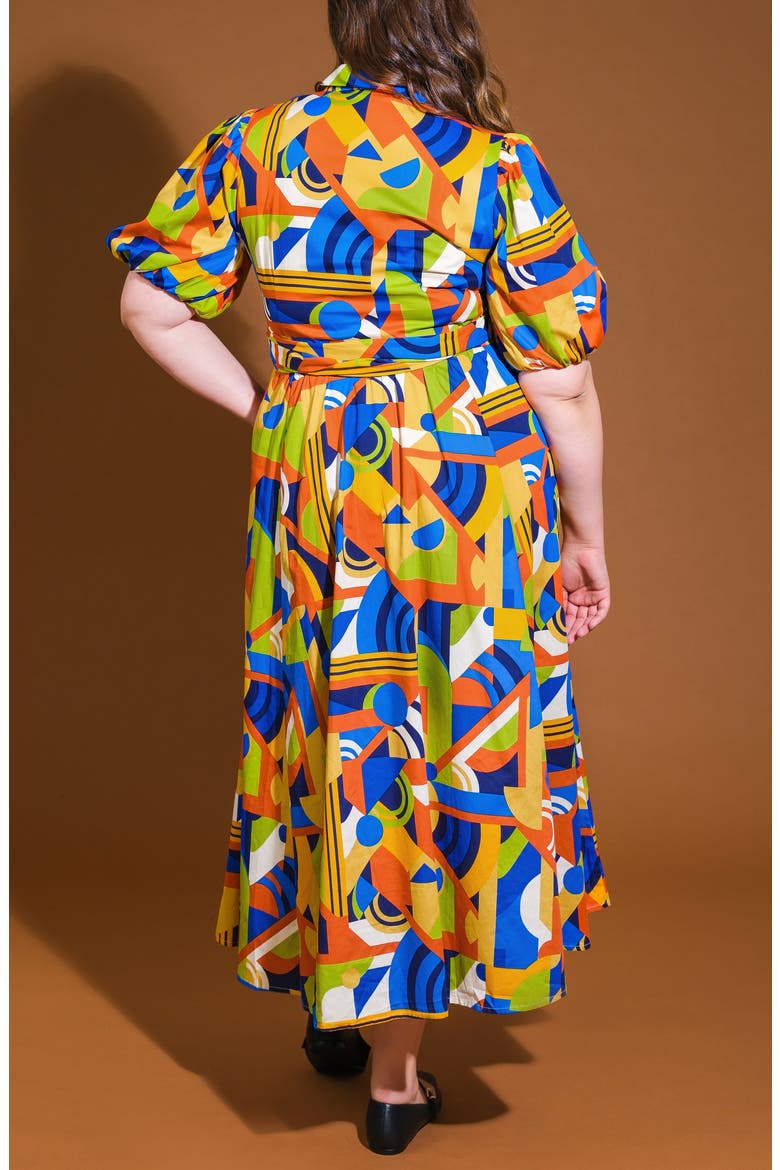 Printed Tie Waist Tiered Maxi Dress, Alternate, color, BLUE RUST