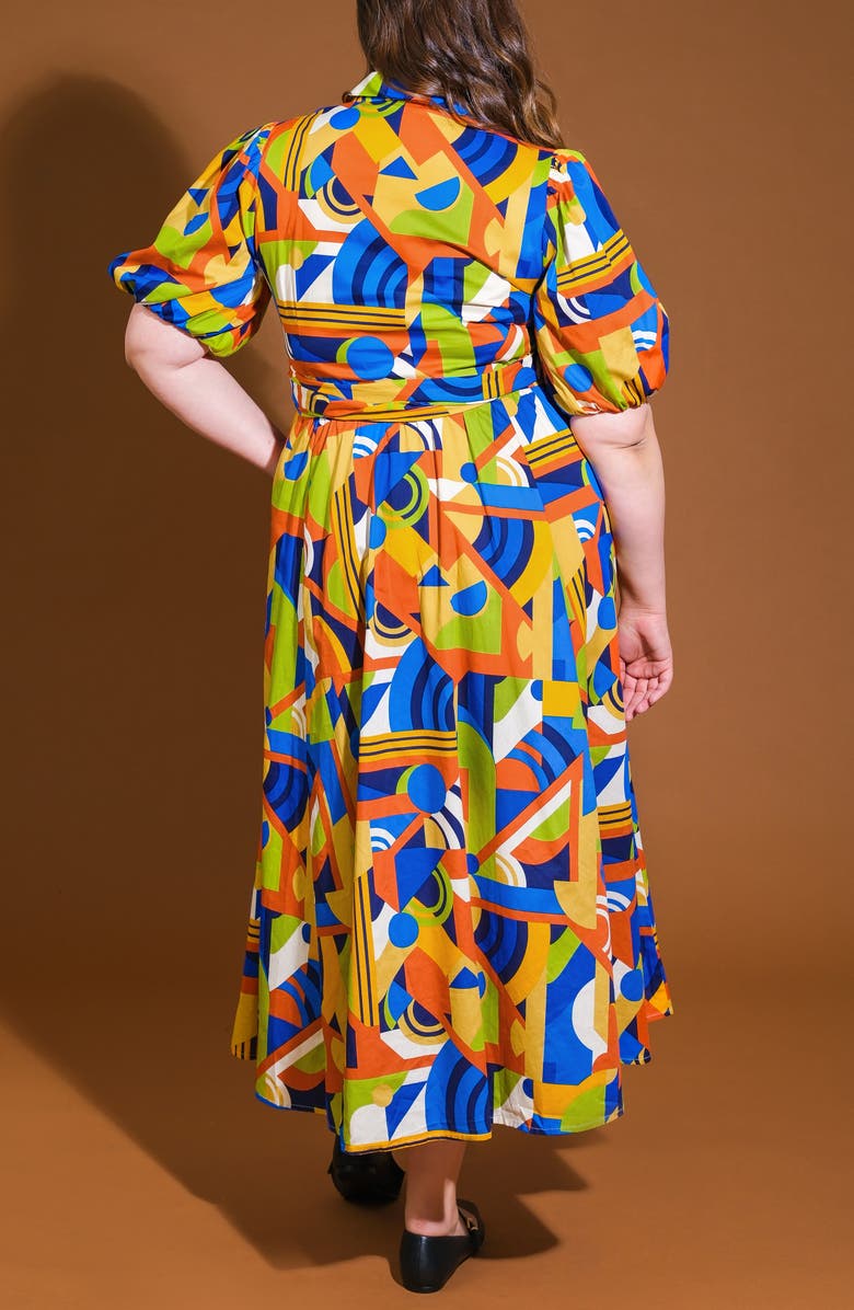 FLYING TOMATO Printed Tie Waist Tiered Maxi Dress, Alternate, color, Blue Rust