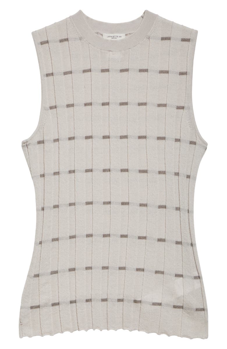 Lafayette 148 New York Plaited Stripe Cashmere Rib Shell, Alternate, color, Pearl Multi