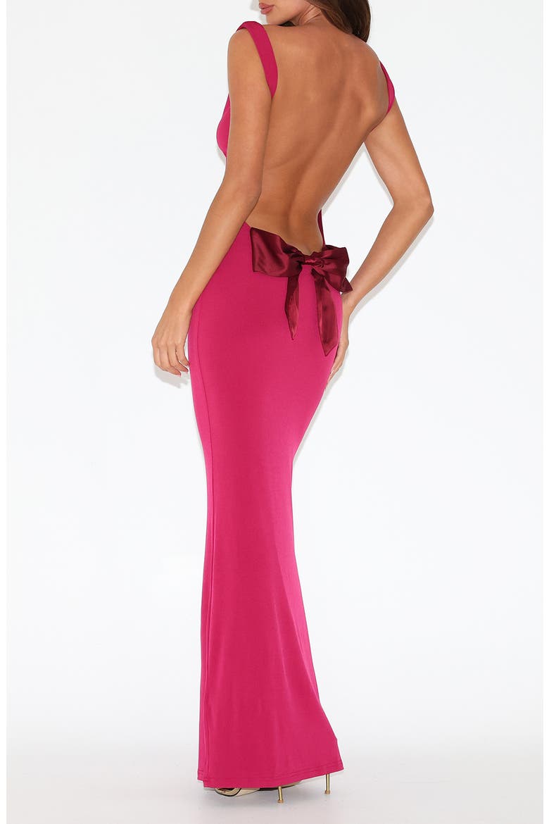 Zita Open Back Evening Dress, Alternate, color, SALSA RED