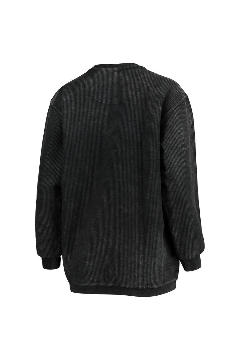 Women's Pressbox Black Nebraska Huskers Comfy Cord Vintage Wash Basic Arch Pullover Sweatshirt, Alternate, color, Black