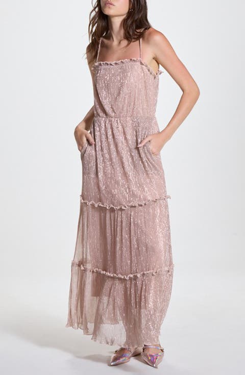Metallic Tiered Maxi Dress