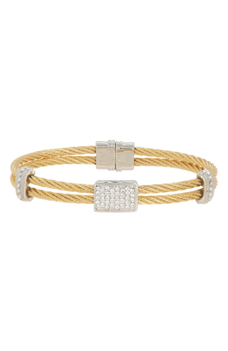 Juvell Two-Tone Wire CZ Station Bracelet, Main, color, 
