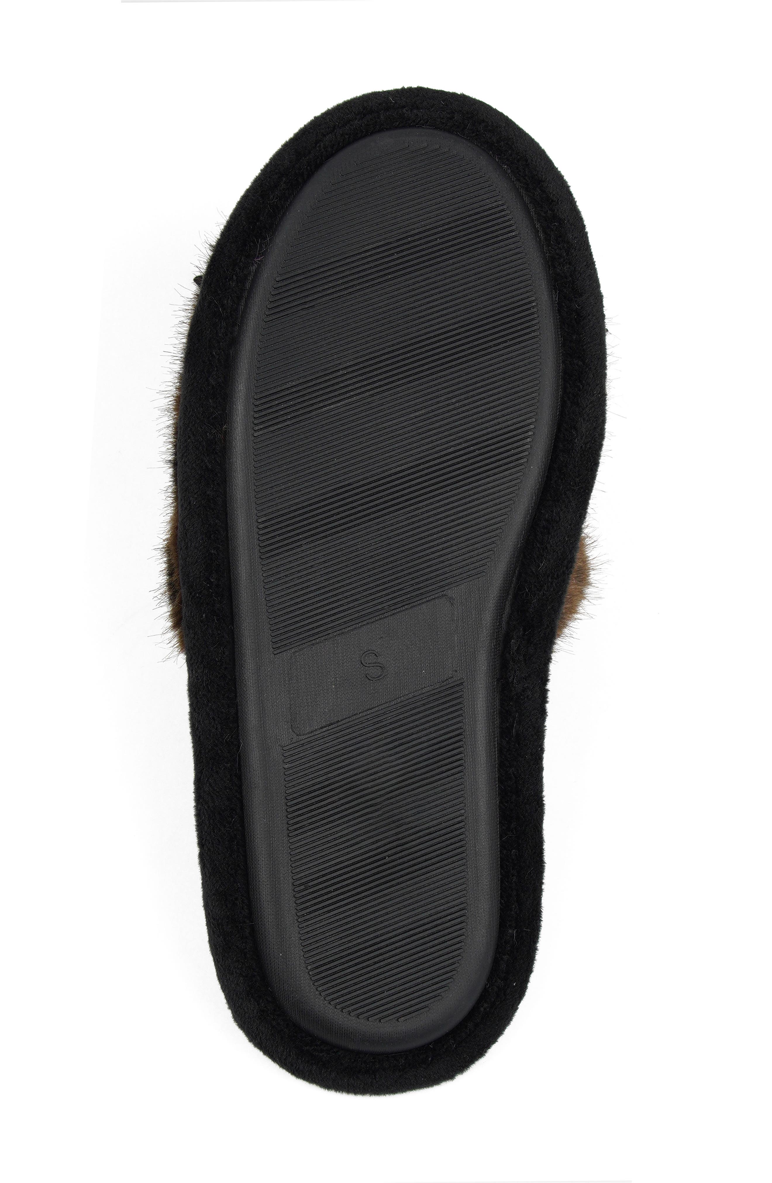 Candie's Wendy Faux Fur Slide Sandal, Alternate, color, Brown